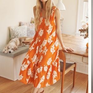Anthropologie phoebe flounced maxi dress